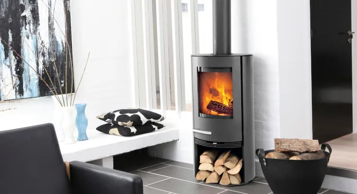 Poêle à bois TermaTech TT20R installé dans un séjour